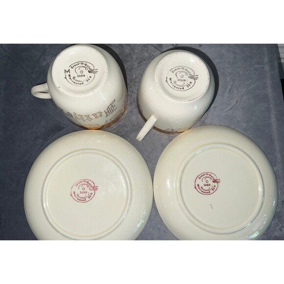 Vintage Sabin Tea Set 22K Gold Trimmed, Rare Mother & Father Cups Saucers set - Picture 6 of 6